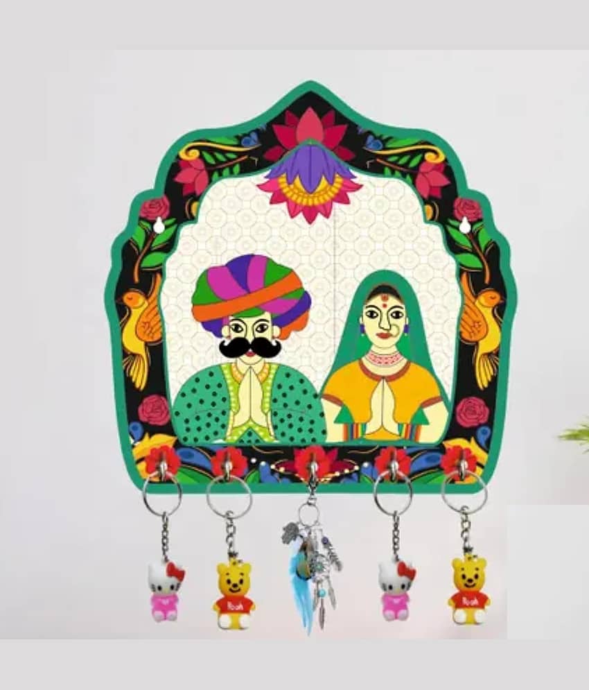 JaipurCrafts Multicolour Wood Key Holder - Pack of 1
