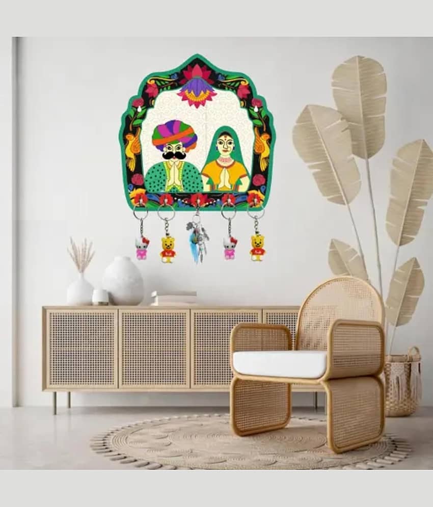 JaipurCrafts Multicolour Wood Key Holder - Pack of 1 view 2
