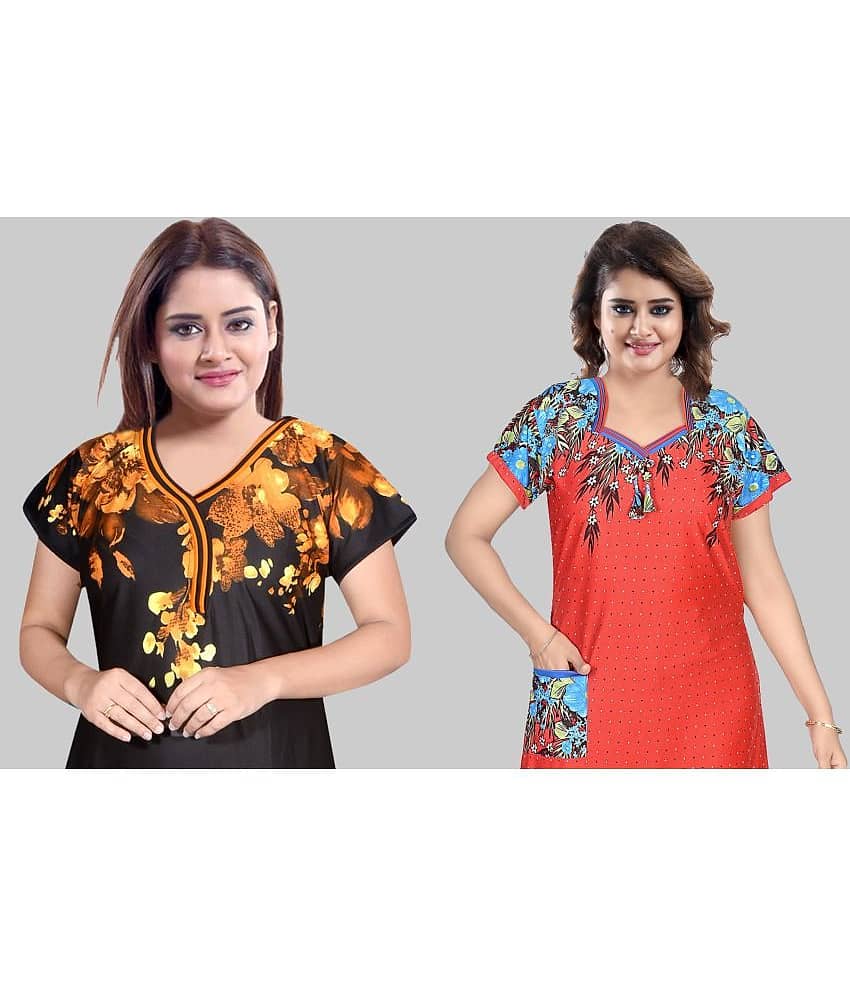 PURSA - Multicolor Satin Women's Nightwear Nighty & Night Gowns ( Pack of 2 ) view 2