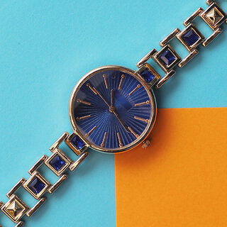New arrival Bracelet Stylish Design Blue Diamond Belt Rose Gold Classic Watches Analog Watch For Girls view 2