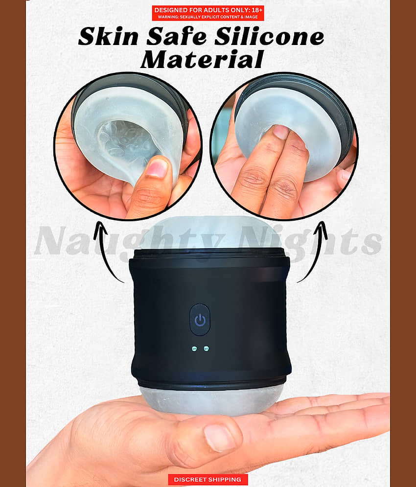 Reusable Naughty Nights Secret Male Masturbator Cup | Adult S*x Toys | Extra Dotted Texture Silicone Safe | Dual Motor Strong Vibration Magnetic USB Charging Moksh Blowjob Masturbator Cup view 2