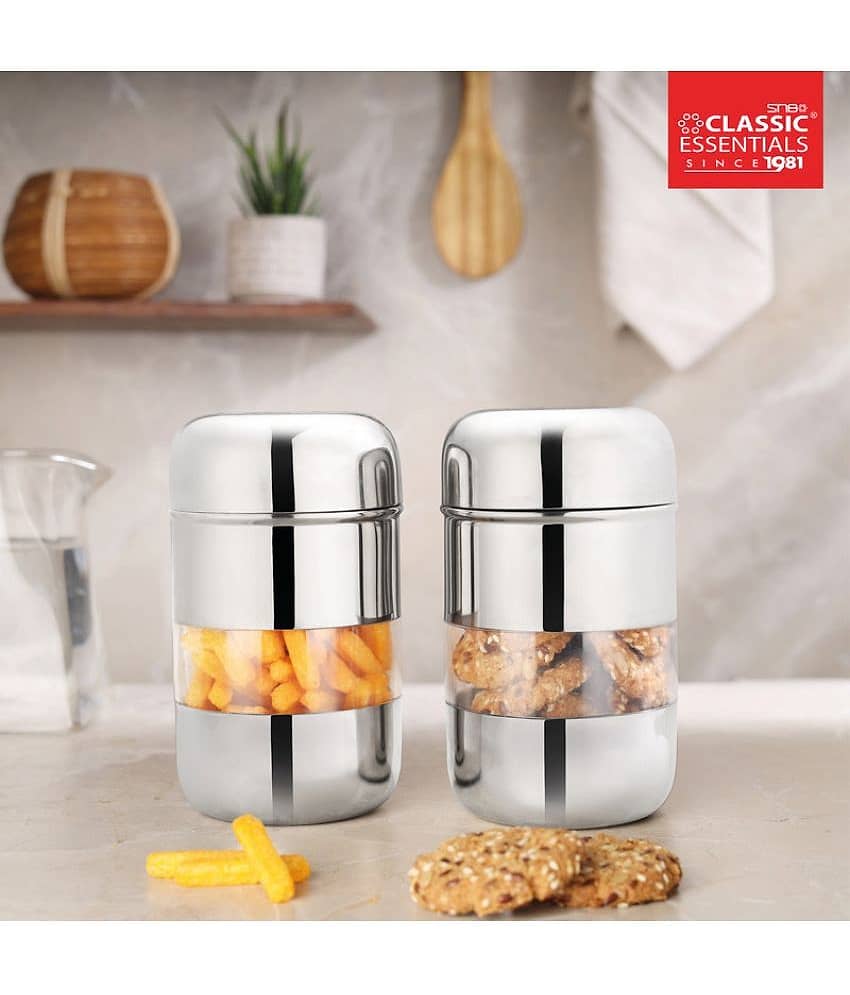 Classic Essentials Capsule Container Steel Transparent Tea/Coffee/Sugar Container ( Set of 4 ) view 2