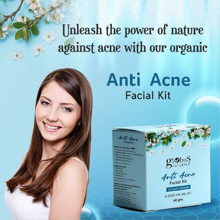 Globus Naturals Anti Acne 6 Step Facial Kit For Oil Control Unclogging Pore Suitable For Oily Acne Prone Skin 40gm view 2