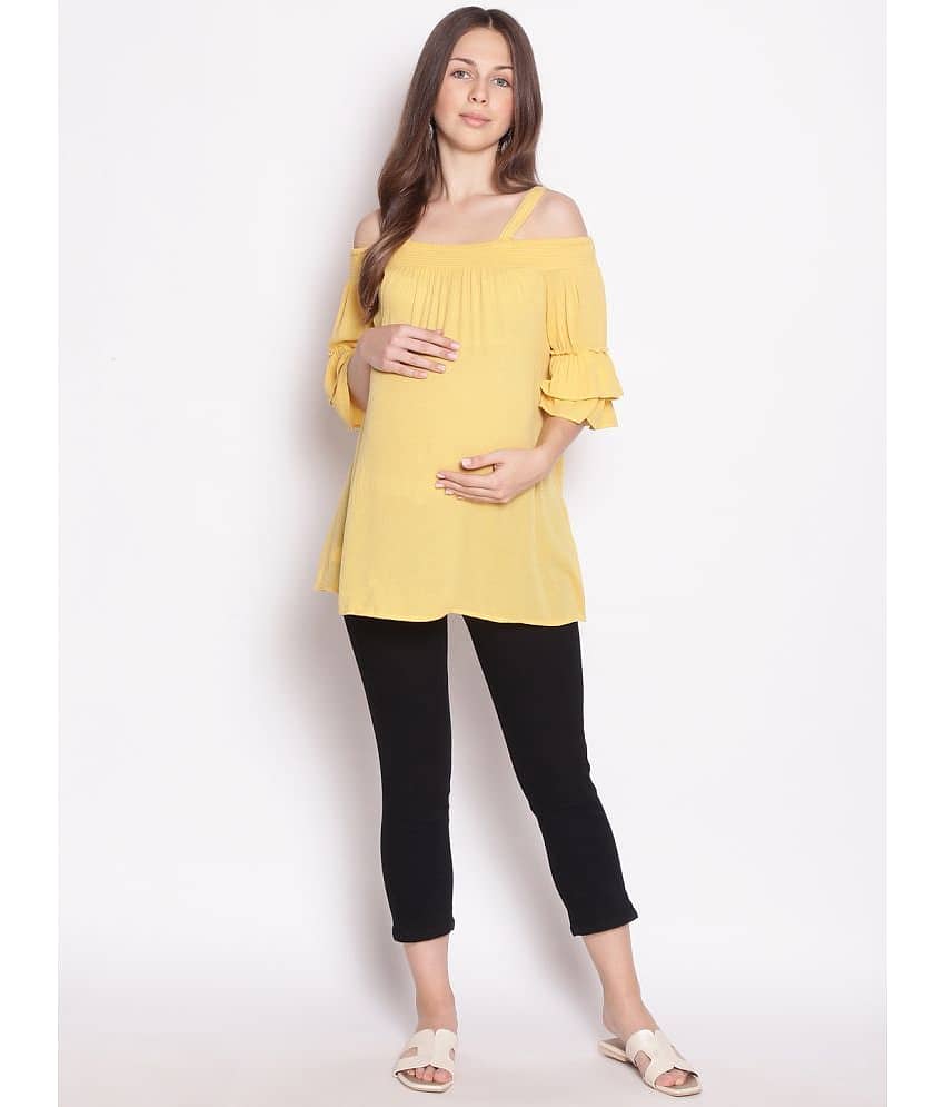 Oxolloxo Women's Viscose Regular Top ( Yellow ) view 2