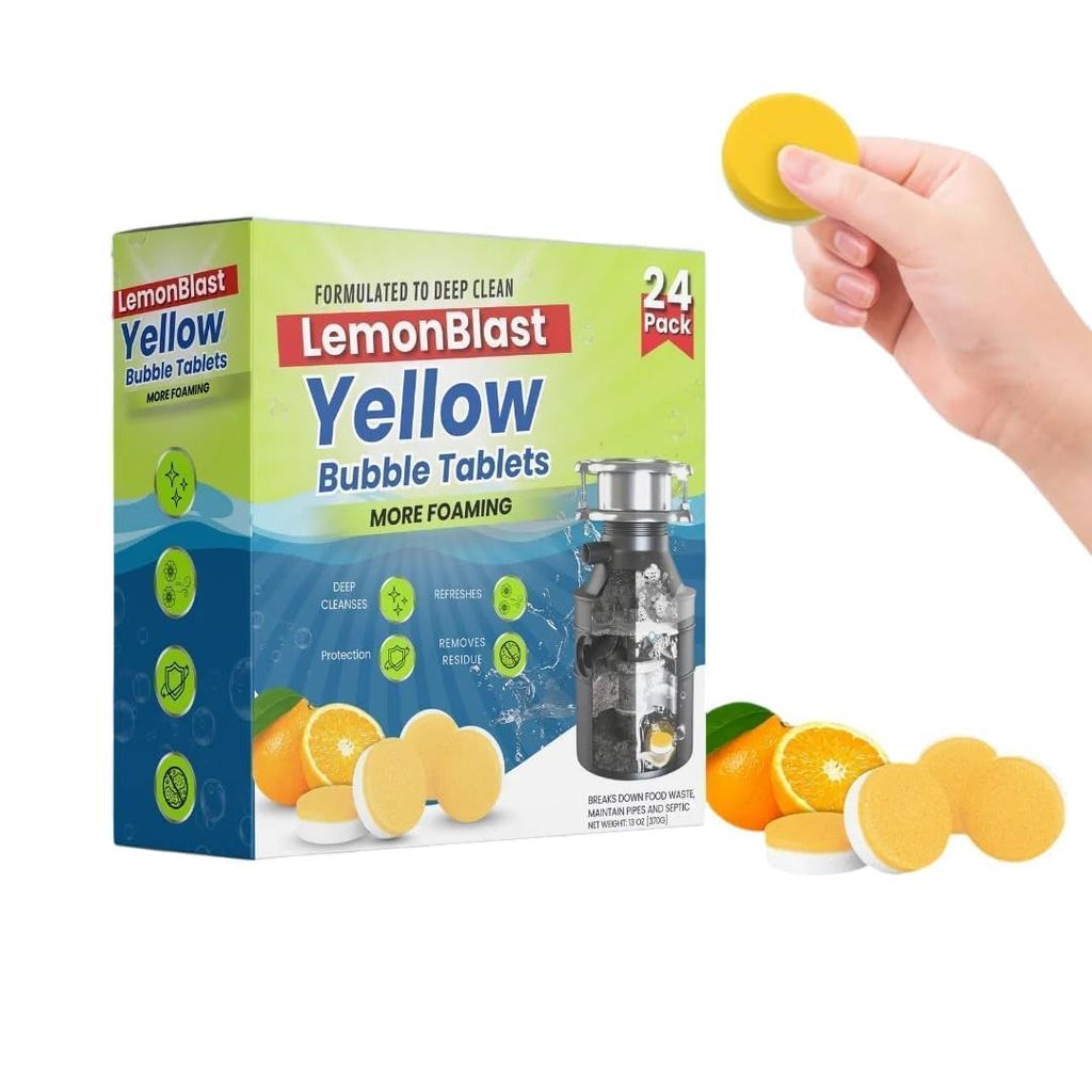 Lemon Blast Yellow Garbage Disposal Cleaner Bubble Tablets (24 Pack)