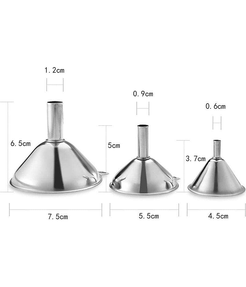 Stainless Steel Funnel Set with Multiple Sizes and Cleaning Brushes for Kitchen and Home Use view 2