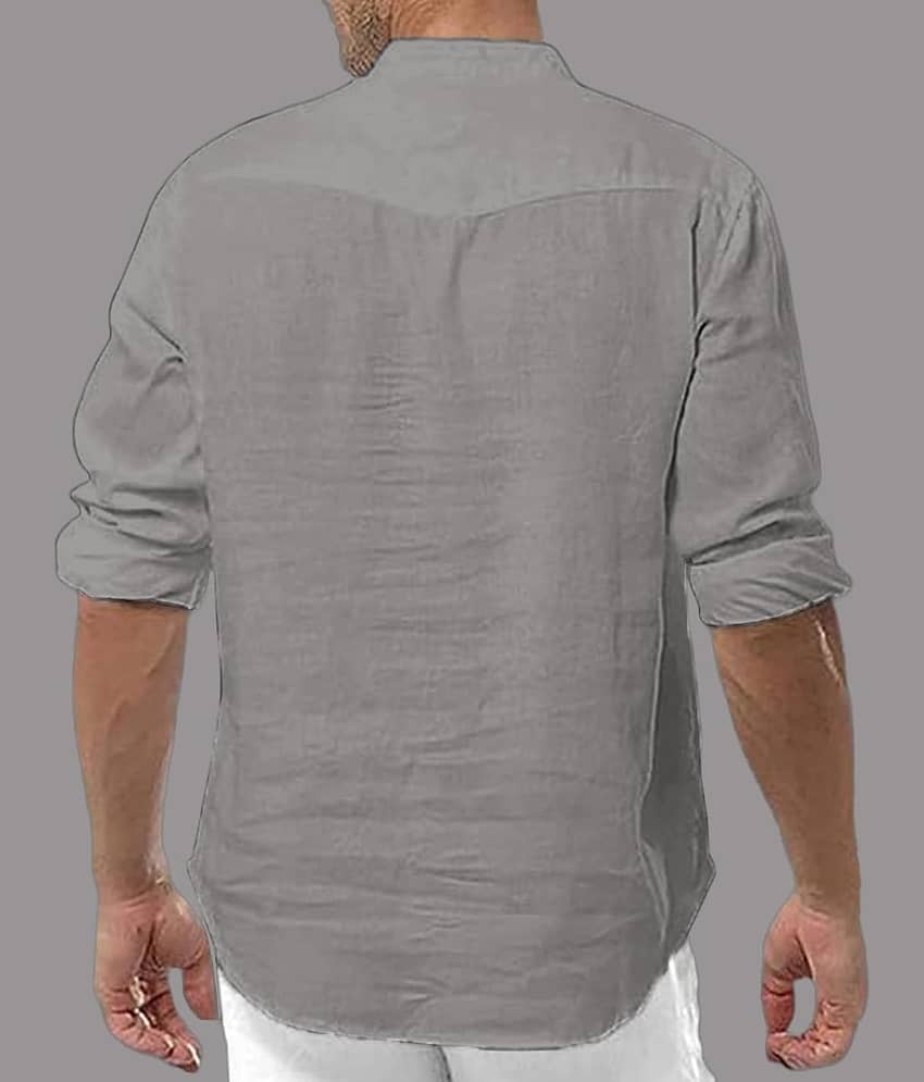 UNI VIBE Brown Cotton Blend Men's Shirt Style Kurta ( Pack of 1 ) view 2
