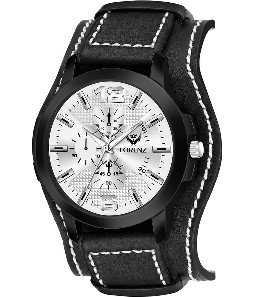Lorenz Black Leather Analog Men's Watch view 2