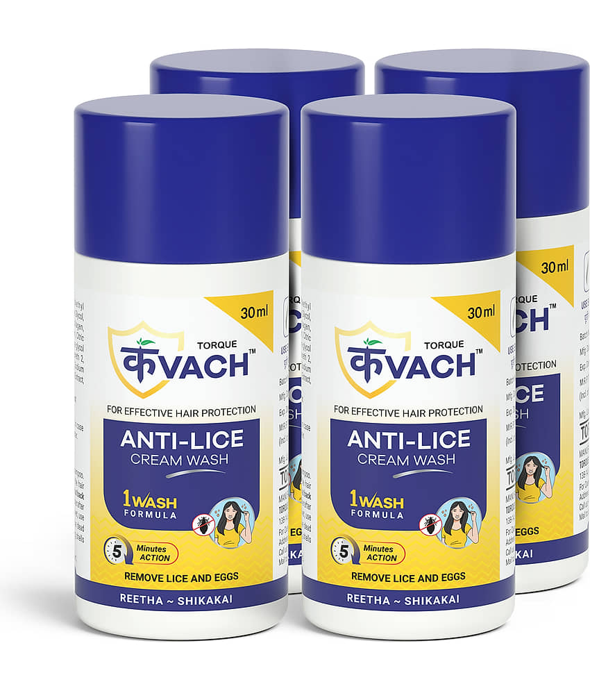 Torque kvach Anti Lice Cream Wash | Removes Lice and Nits |Made with Reetha & Shikakai 30 ml With Lice & Nits Remover Comb For Of 4 view 2