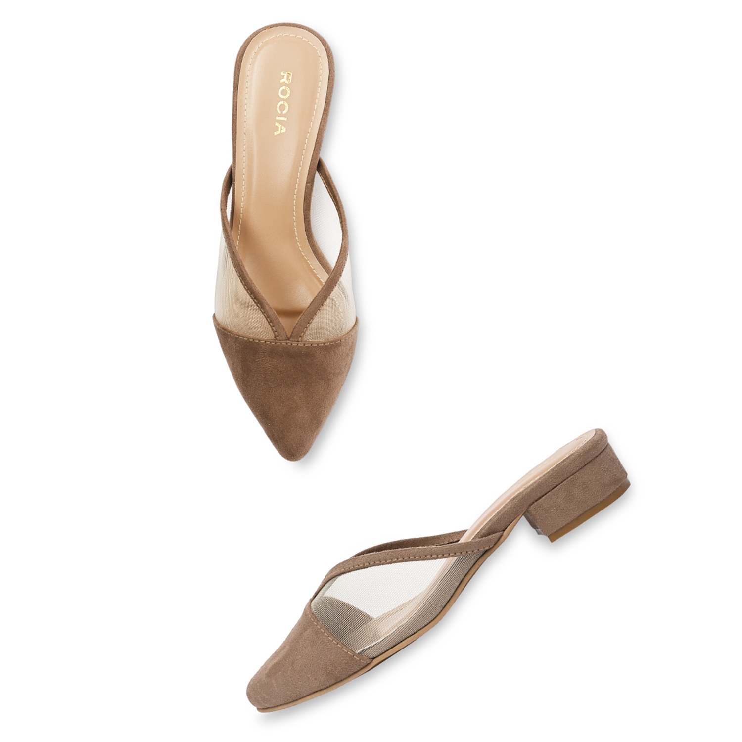 Camel Women Block Heel Mules view 2