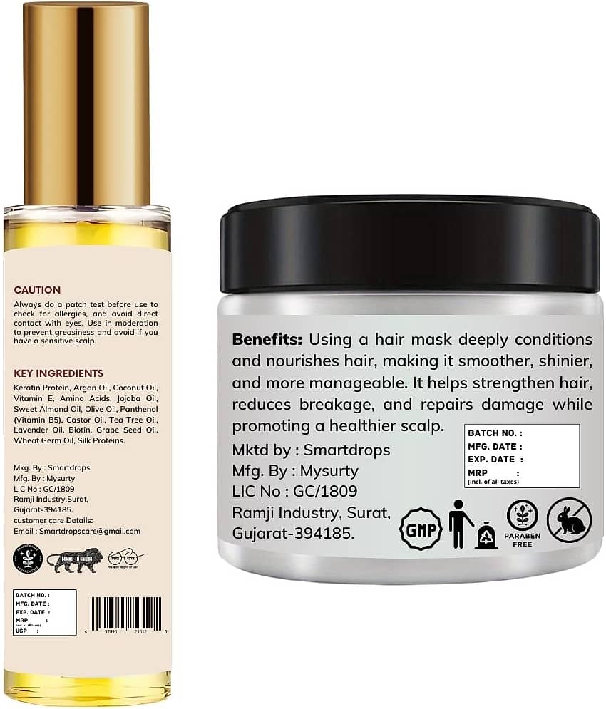 Hair Mask for Dry & Damaged Hair + Essential Oil for Hair Growth | Hair Combo for Men & Women view 2