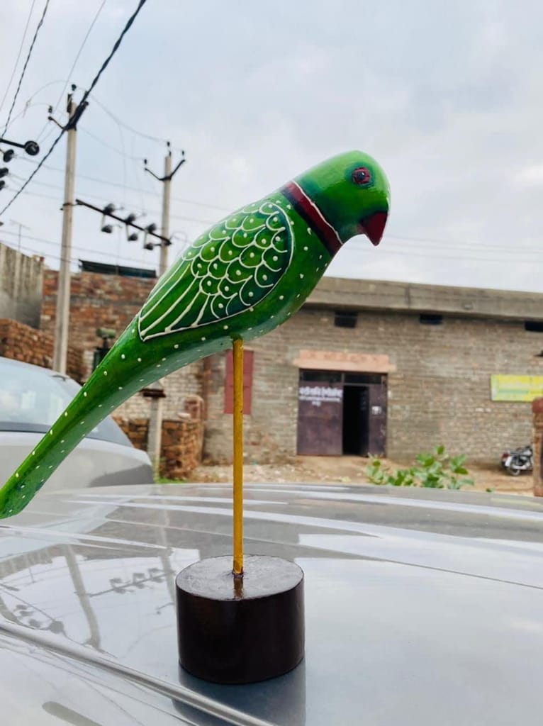 Girish Handicrafts Wooden Parrot Sculpture view 2