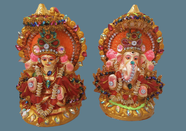 Exclusive Terracotta Designer Ganesh Lakshmi Idol for Deepawali & All Worship view 2