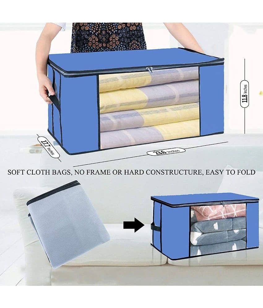 SH NASIMA - Home Storage Cloth Bags, Saree, Suits, Blouse, Blanket Organiser for Underbed, Almirah (Pack of 3) view 2