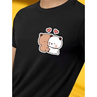 Casualbud BLACK Polyester Printed Regular Fit Tshirt for Men view 2