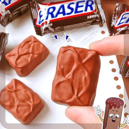3D Fun Chocolate Shape Non-Toxic Rubber Pencil Erasers, Stationery for Kids Boys Girls, Birthday Return Gifts, School Student Prize Party Present, Chocolate Shaped Erasers (2) view 2