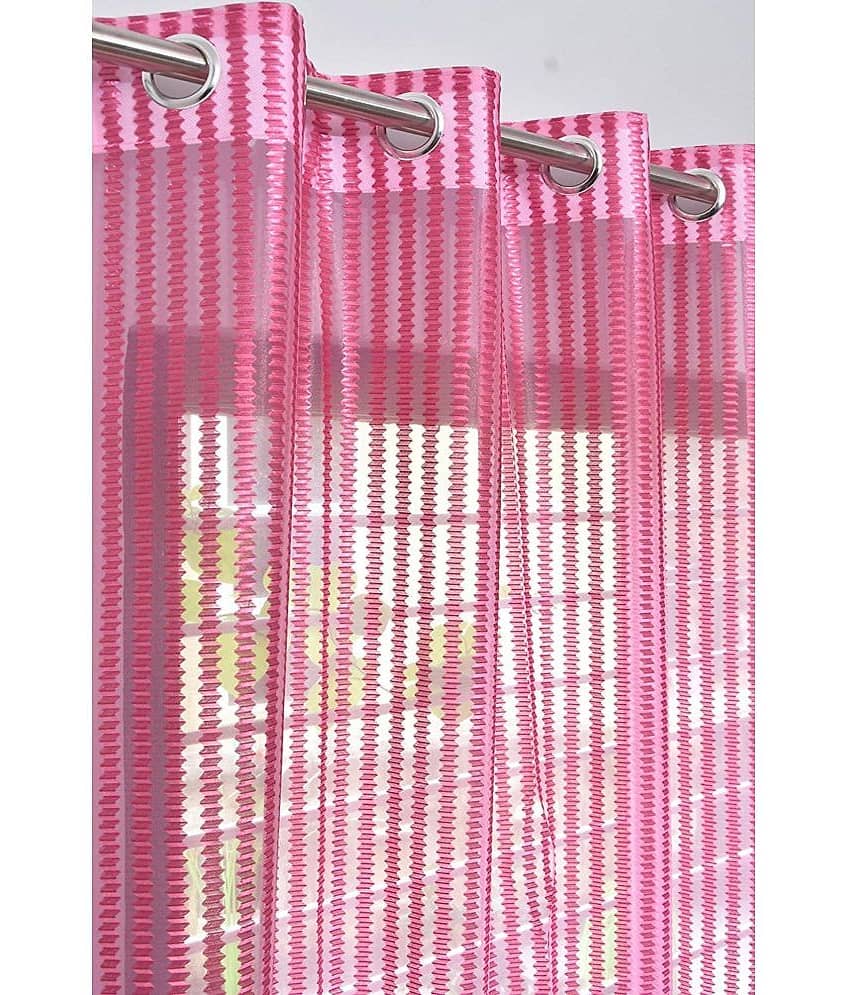 Panipat Textile Hub Others Semi-Transparent Eyelet Window Curtain 7 ft Single -White view 2