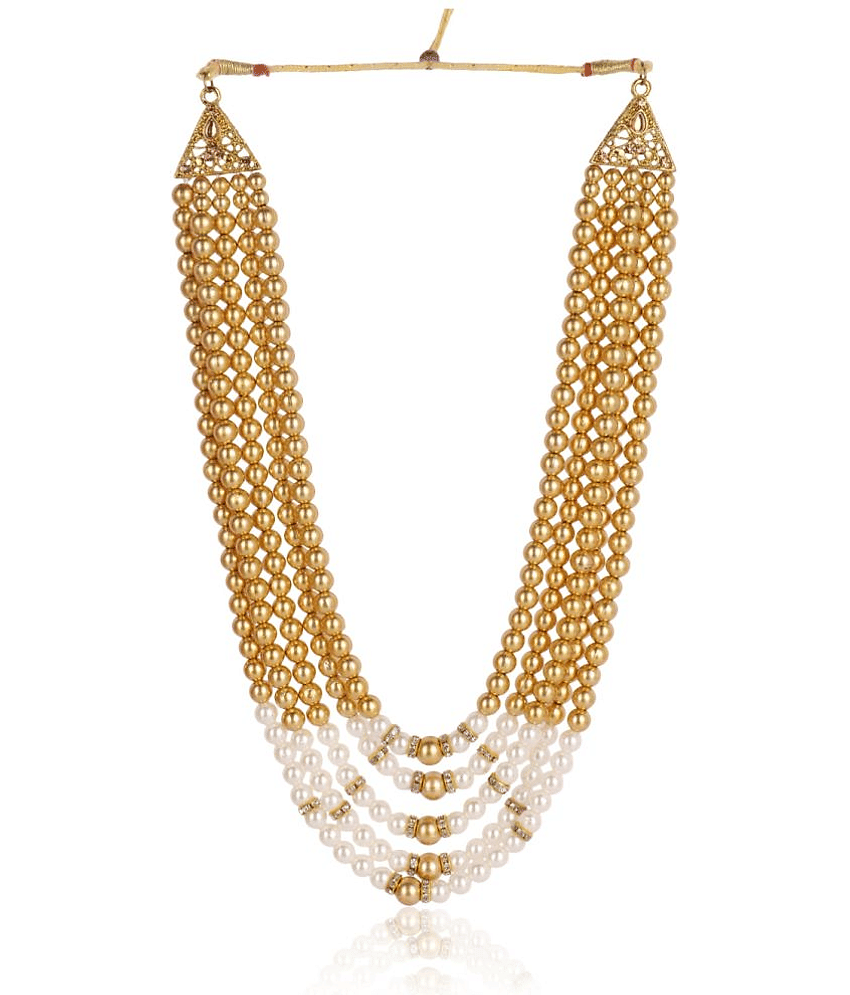 Dulha groom sherwani Necklace/Moti Mala for Men for wedding | Groom Mala and Brooch Set view 2