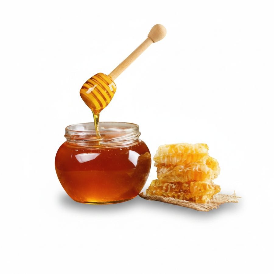 Natural Pure Honey with Wooden Dipper - 1 kg - One glass jar with wooden honey dipper view 2