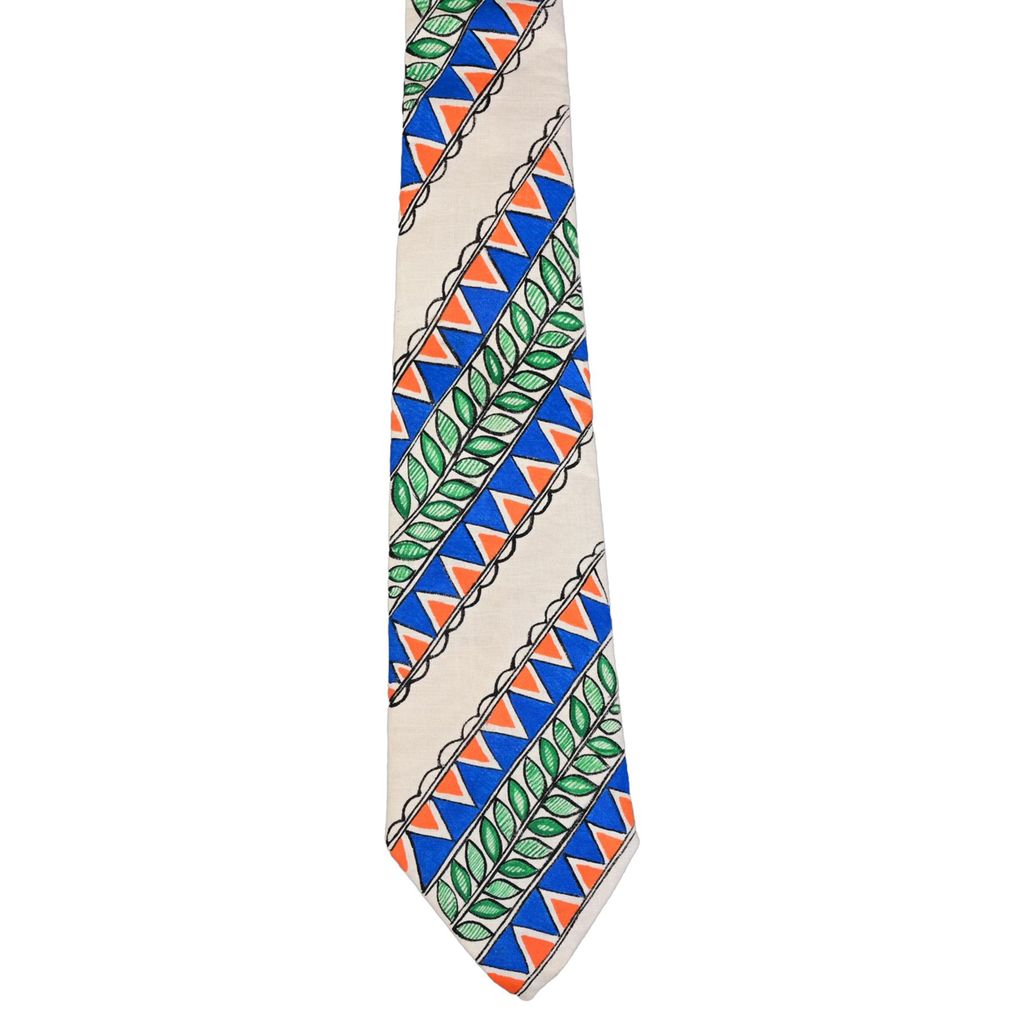 Pure Cotton Handmade madhubani Tie Multi Colour Elegance for Formal and Business Wear, Handcrafted, Handpainted SH (Size standard) view 2
