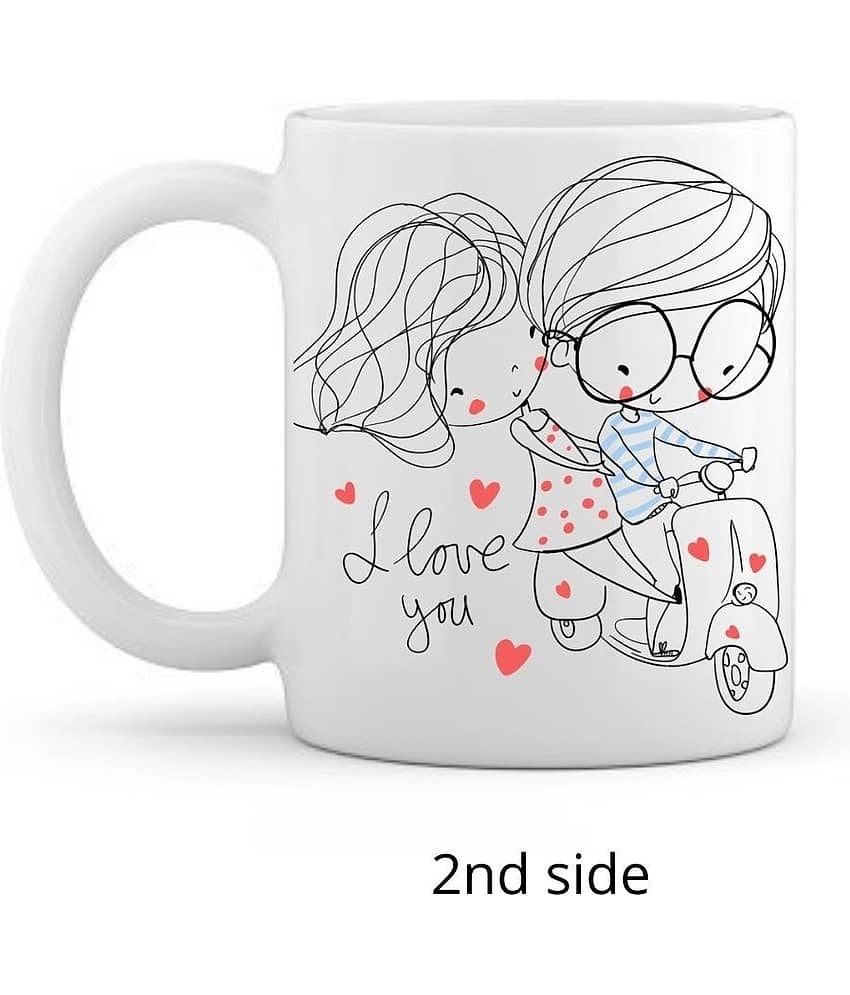 thriftkart Ceramic White BOY GIRL Valentine Mugs - Pack of 1 view 2
