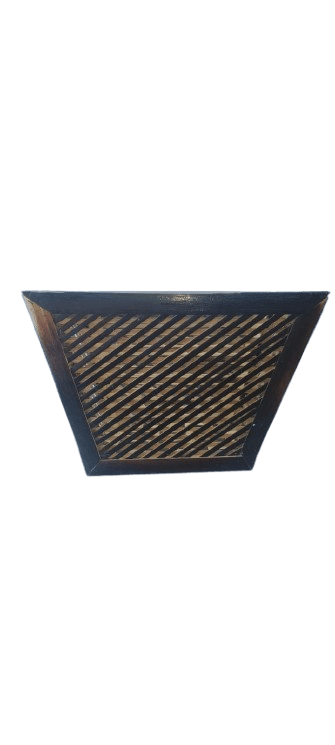 Handcrafted Wicker and Wood Storage Basket view 2