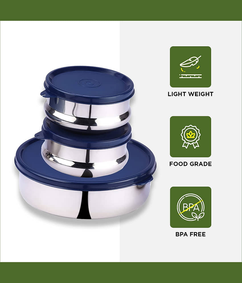 Oliveware Steel Blue Food Container ( Set of 3 ) view 2