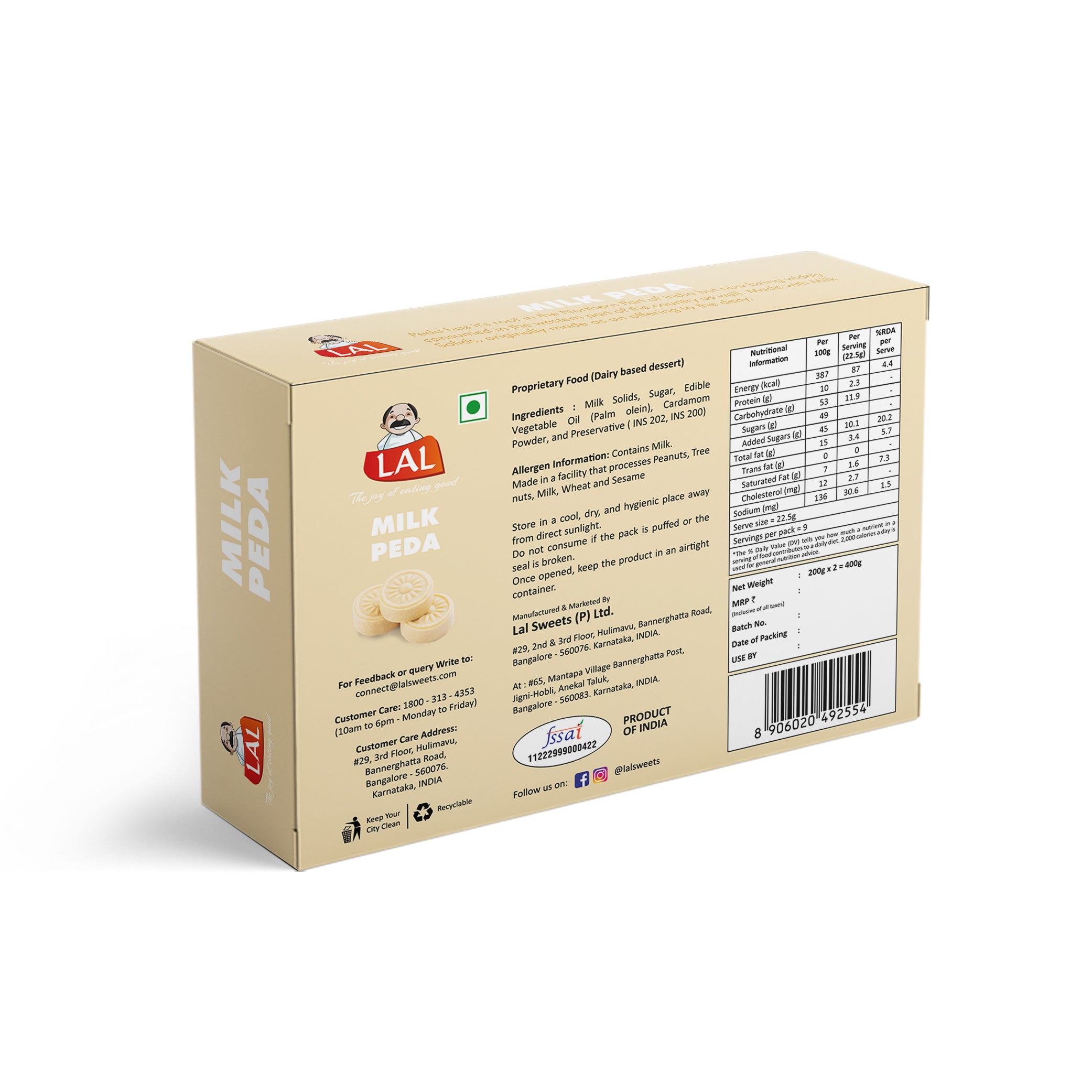 Lal Sweets Milk Peda, 400 gm view 2