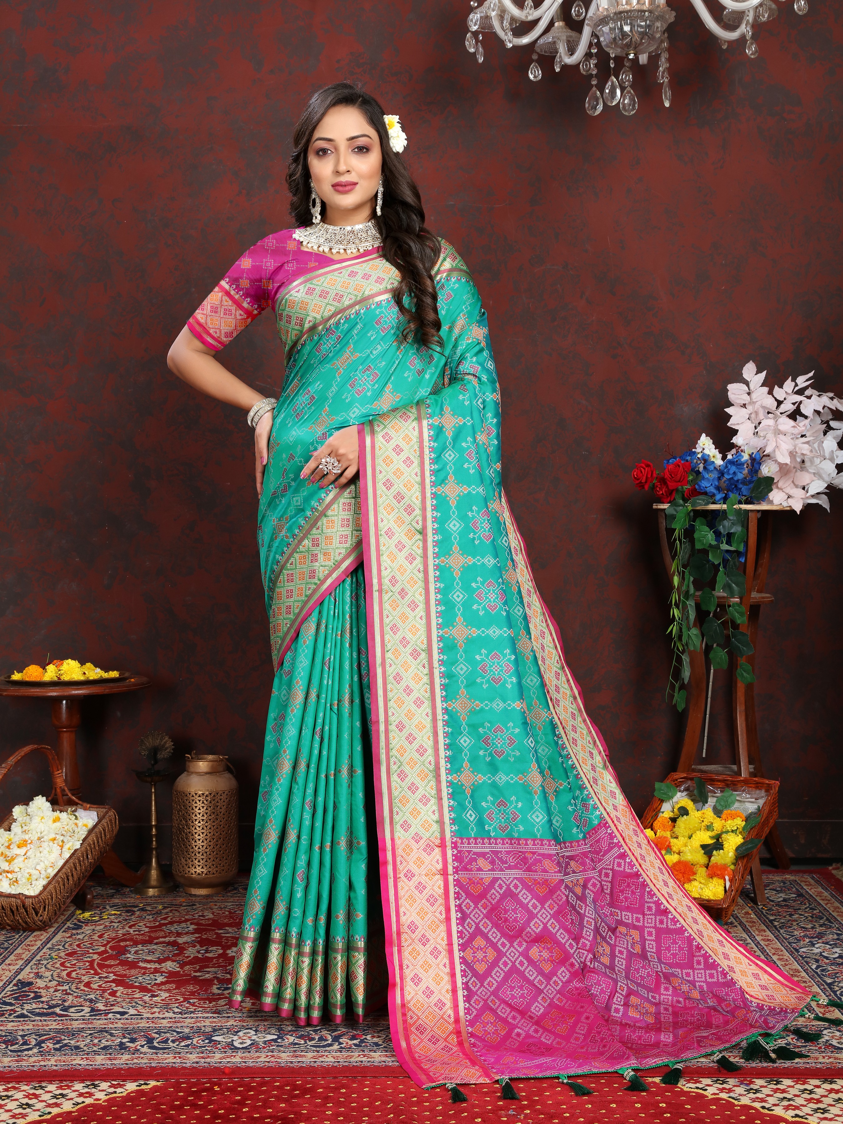 Soft Patola silk saree with Meenakari zari weaw... view 2