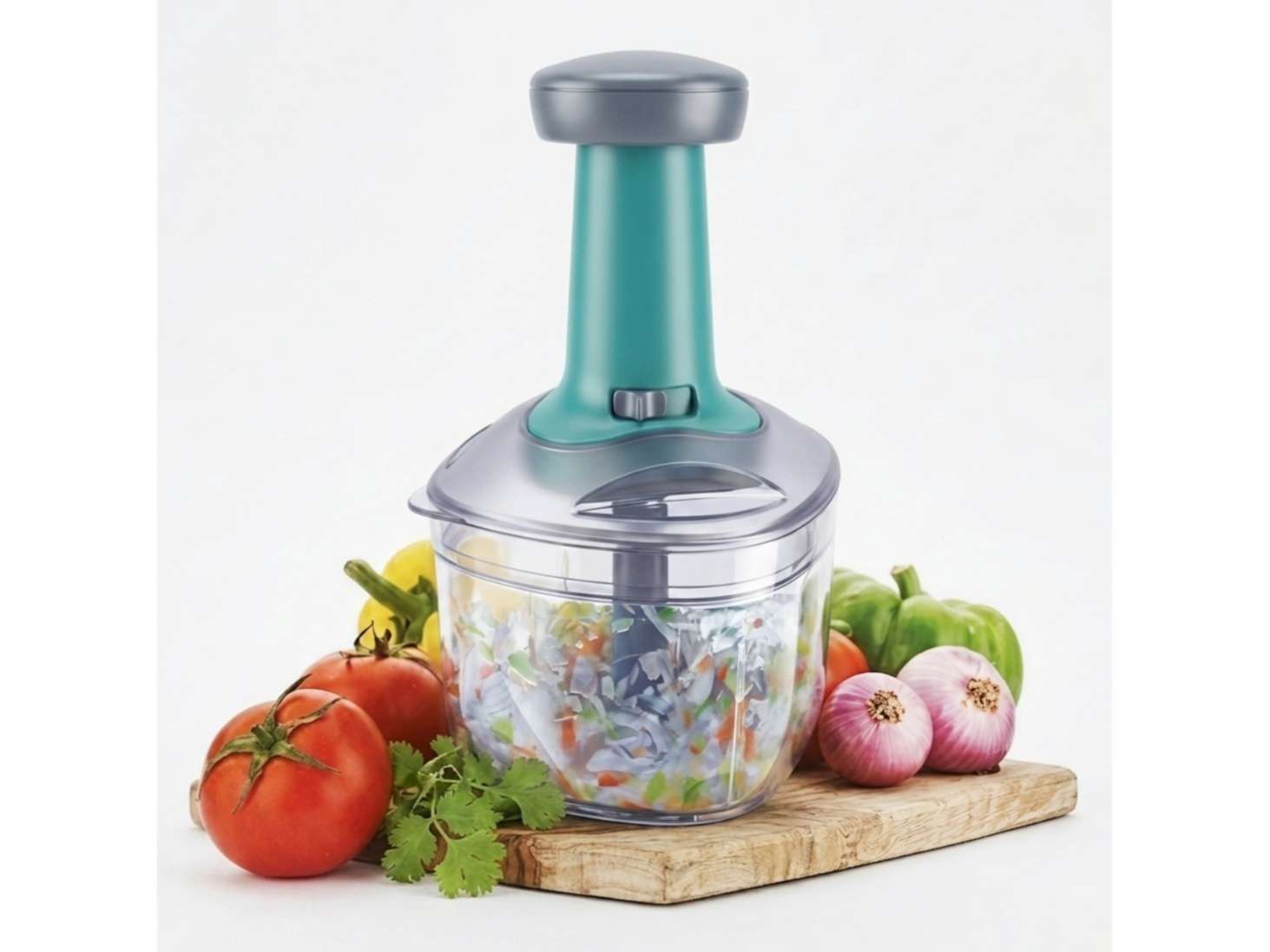 BALTRA Push Press Chopper 750ml, Manual Hand Press Push Chopper with 3 Blades for Effortless Chopping Vegetables view 2