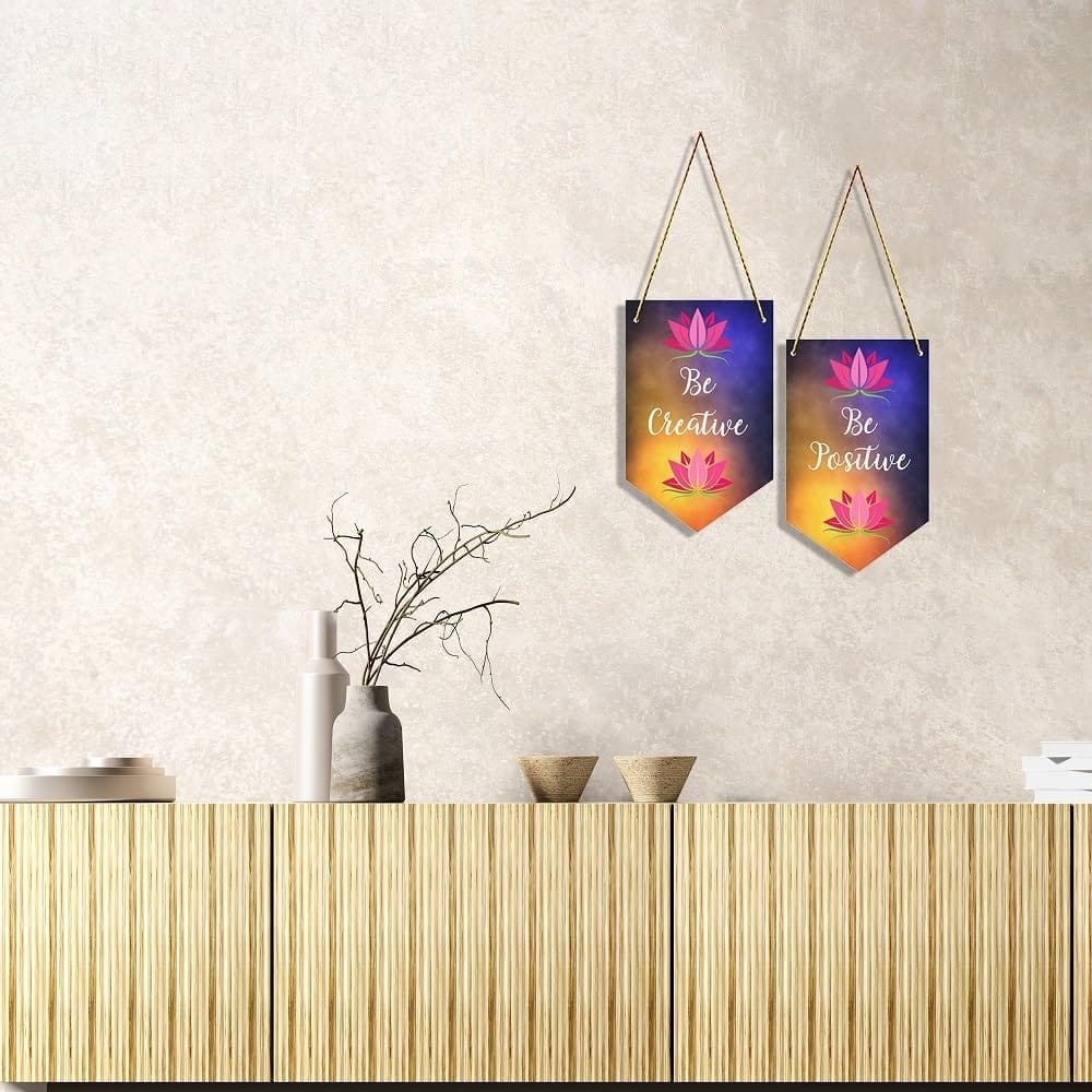 Charmor Be Creative Be Posi. Decorative Wall Hanger for Living Room | Bedroom | Office | Gift | Home Decoration | Home Decor Items (WH3513, Set of 2) view 2