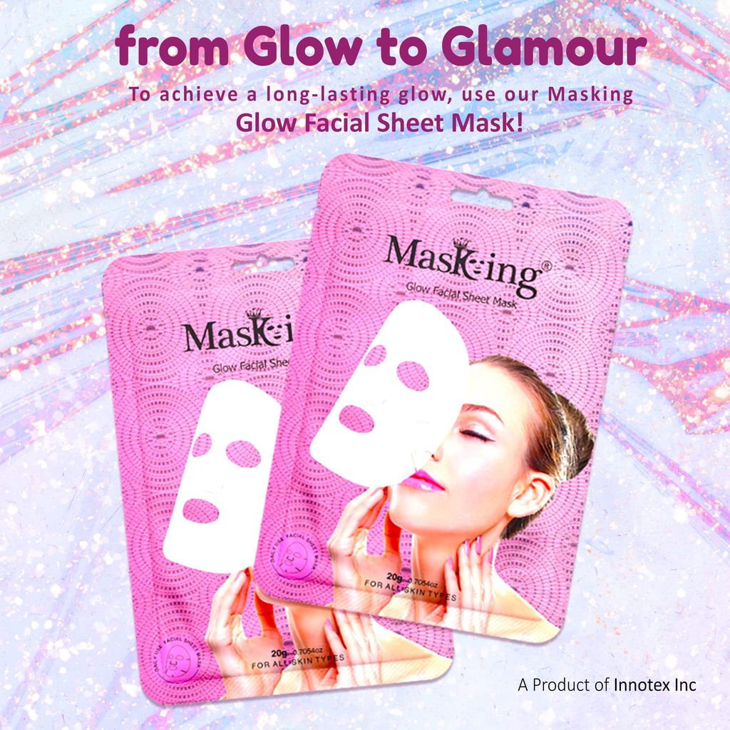 Sheet mask for glowing skin - Glow Facial Sheet Mask for Skin Brightening and Lightening Suitable All Skin Type Pack of 03 (20g Each) view 2