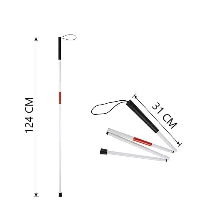 FAIRBIZPS Height Adjustment Walking Stick Blind Stick Aluminium 4 Segment Folding Blind Cane Heavy Duty Blind Stick for Unisex view 2