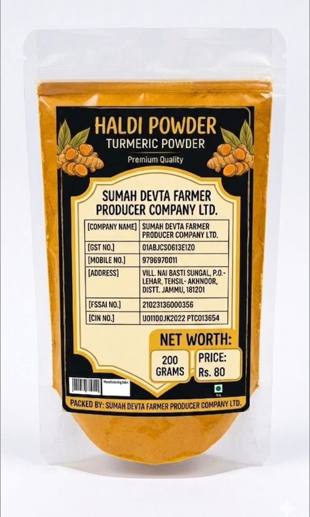 Sumah Devta Premium Turmeric Haldi Powder, 200 Grams *5 packet ( 1kg)