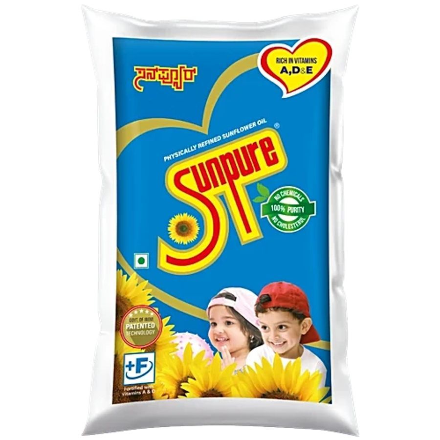 Sunpure Refined Sunflower Oil, 1 L Pouch - 1000 mL - One pouch view 2