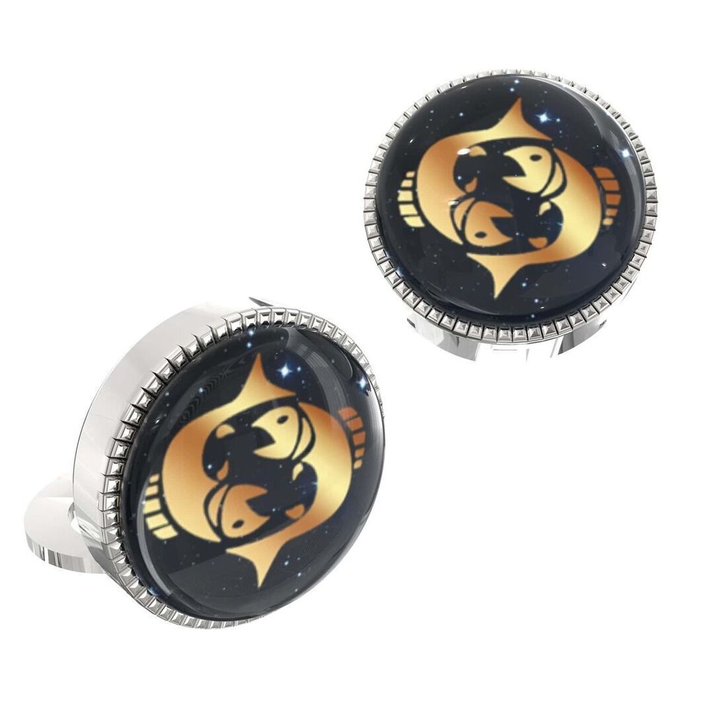 The Smart Buttons - Shirt Button Cover Cufflinks for Men - Pisces Design Pattern view 2