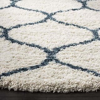 GALLERY HOME Silky Smooth Anti-Skid Shaggy Round Carpet with 2 inch Thickness (5 x 5 Round, Ivory Grey F3) view 2