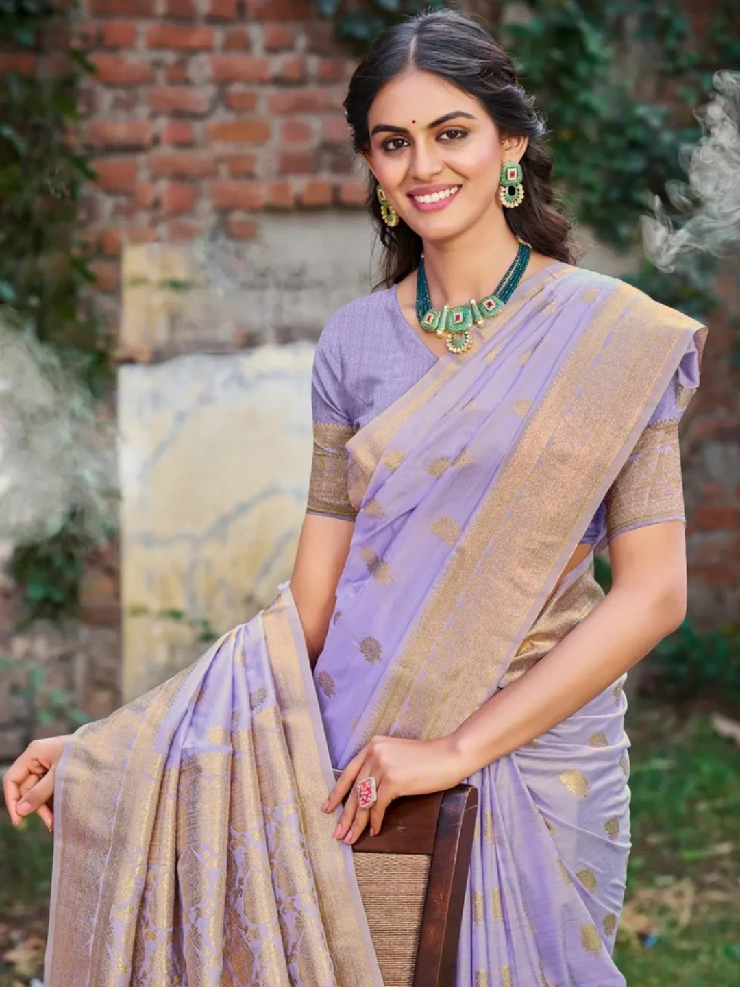 Lavender Silk Saree view 2