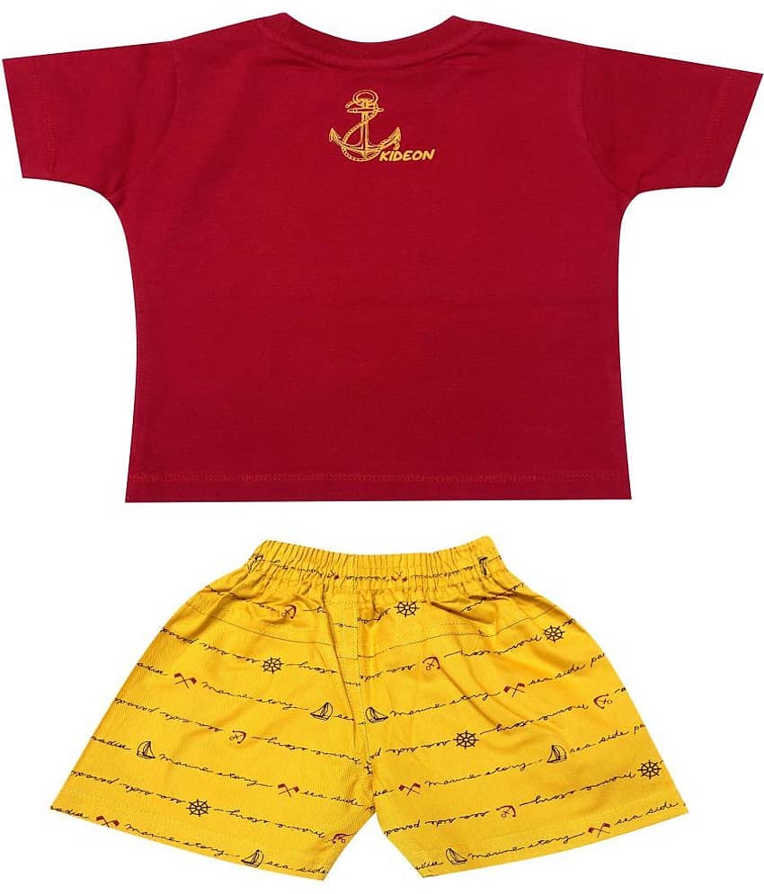 Kideon Pack of 1 Baby Boys 100% Cotton Top & Shorts ( Gold ) view 2