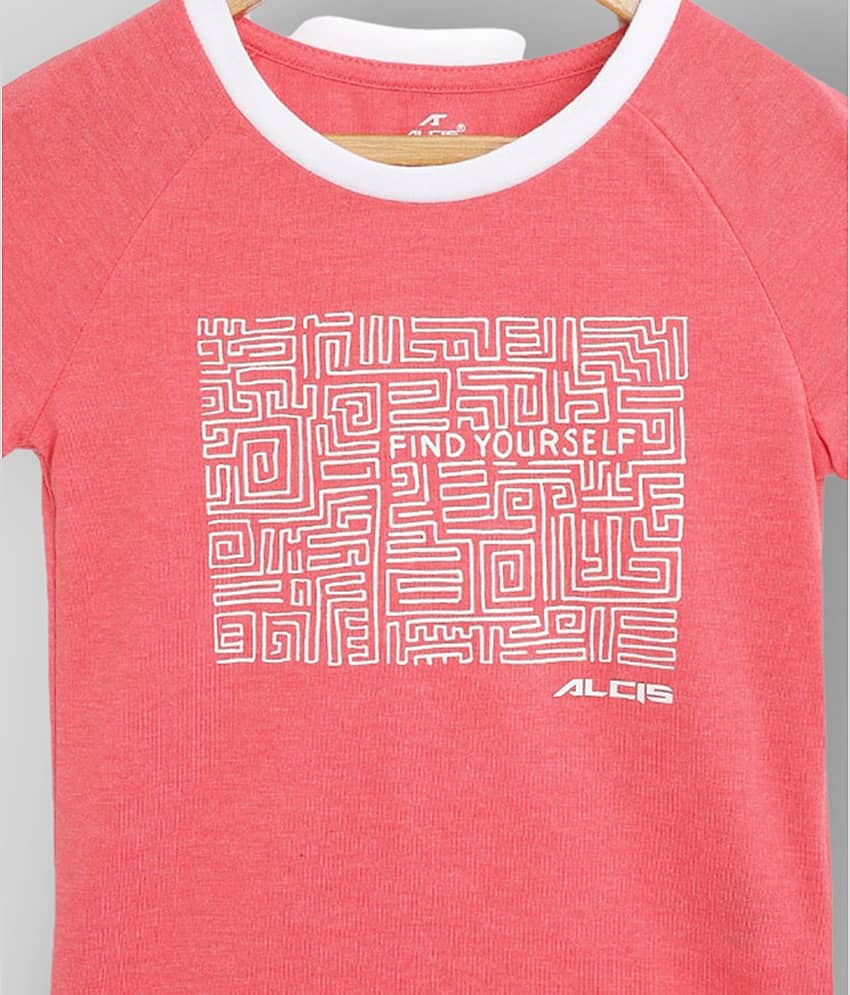 Alcis Pack of 1 Girls Cotton T-Shirts ( Orange ) view 2
