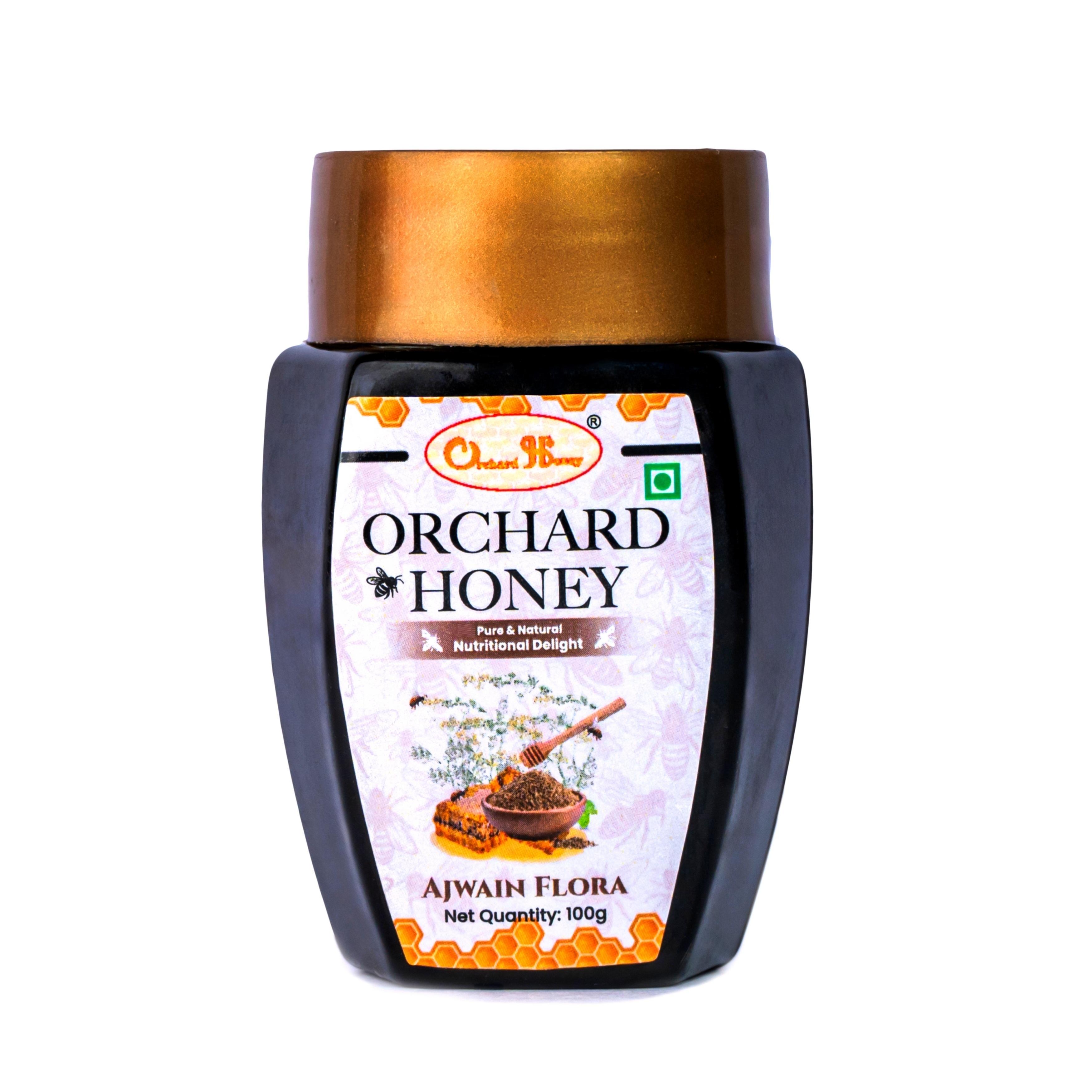 Orchard Honey Ajwain Flora Honey Pure & Natural Honey, Rich in Nutrients, Boosts Immunity, Original Bee Honey (100gm)