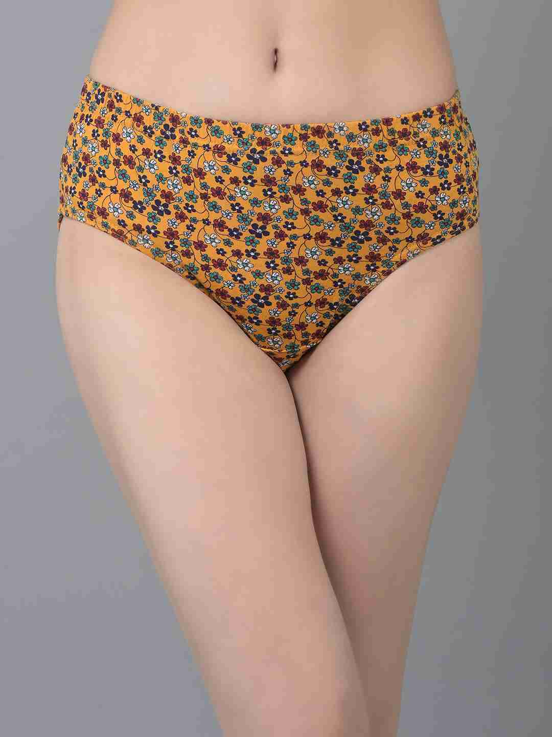 Dollar Missy Pack of 4 Women’s Combed Cotton Deep Printed Inner Elasticated Hipster Panty view 2