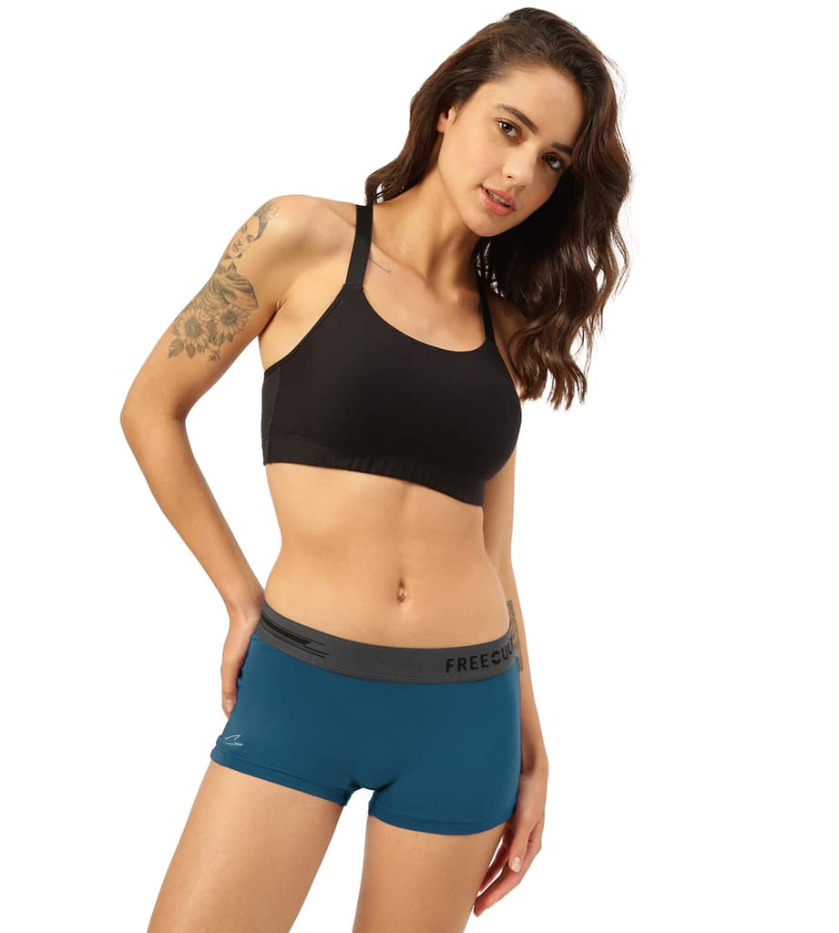 Freecultr Women's Underwear Antibacterial Micromodal Airsoft | Boy Short - Non-Itch, No Chafing, Sweat-Proof Comfort Pack of 1-Midnight Blue view 2