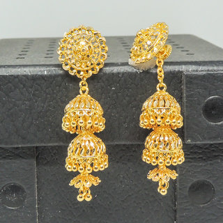 Traditional 1gm gold and micron plated jhumkis view 2