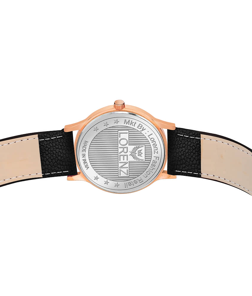 Lorenz Black Leather Analog Men's Watch view 2