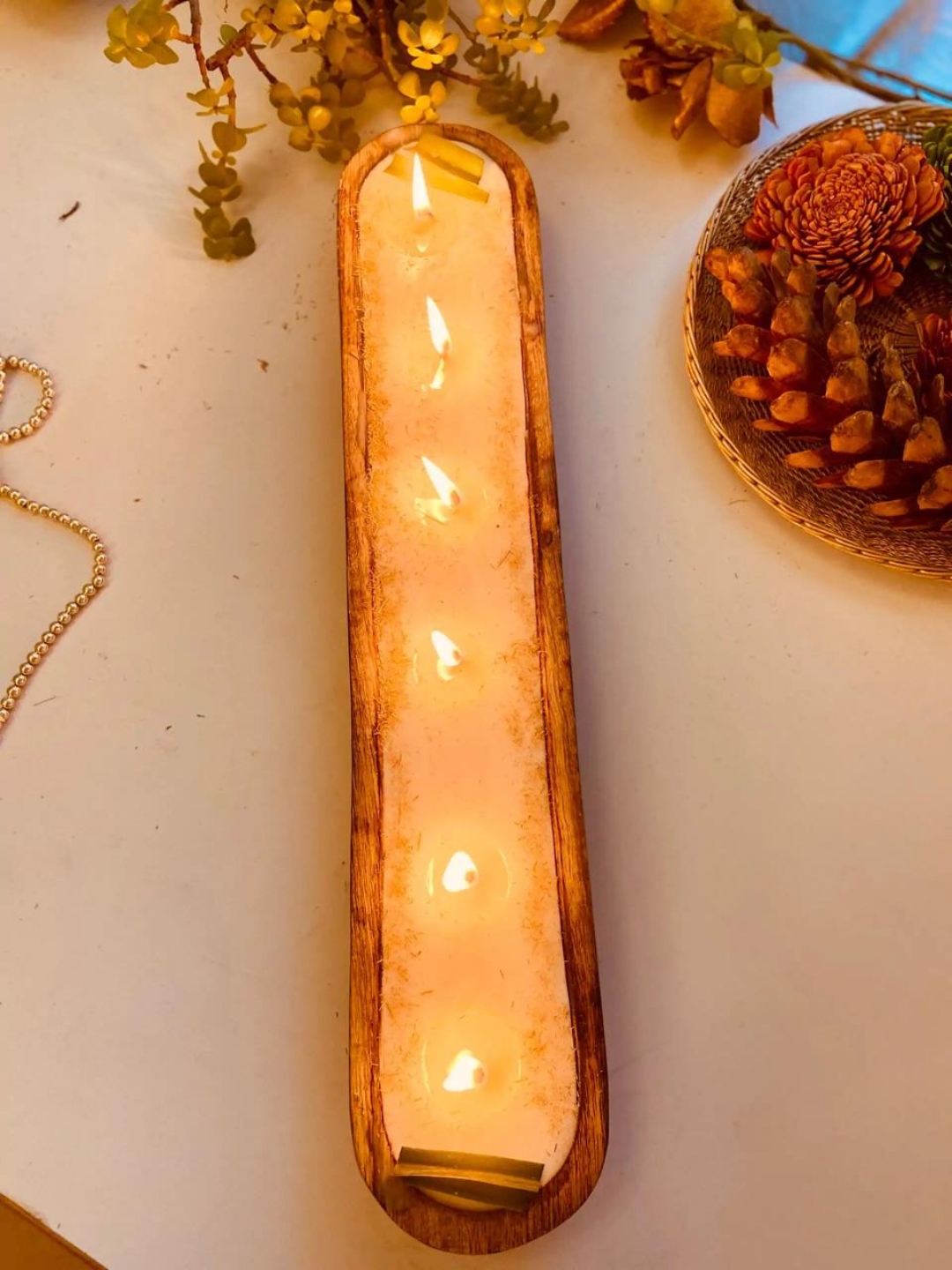Elite 6 Wick Hand Carved Dough Soy Candle view 2