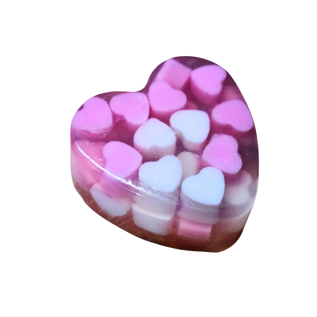 Sweet Hearts- Pink Handmade Glycerin Soap with Rose Essential Oil- 110 g