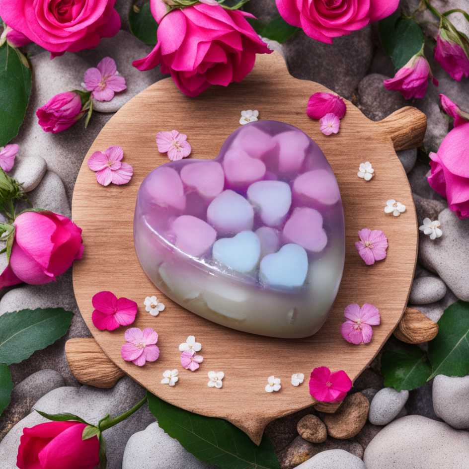 Sweet Hearts- Pink Handmade Glycerin Soap with Rose Essential Oil- 110 g view 2
