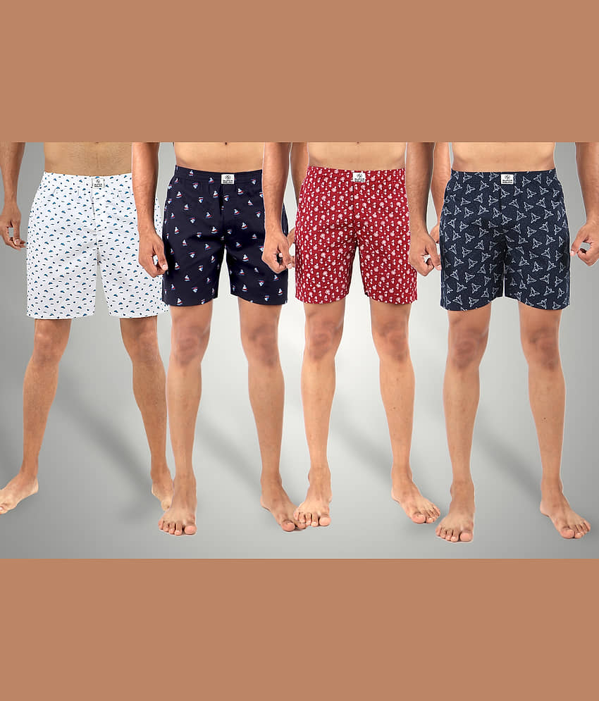 Supersquad Pack of 4 Cotton Boxers For Men's ( Assorted 10 )