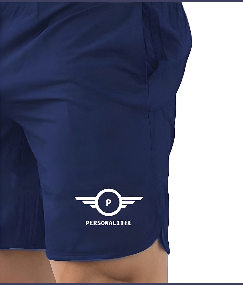 PERSONALITEE Blue Polyester Lycra Men's Gym Shorts ( Pack of 1 ) view 2